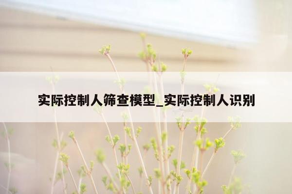 实际控制人筛查模型_实际控制人识别