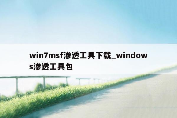 win7msf渗透工具下载_windows渗透工具包