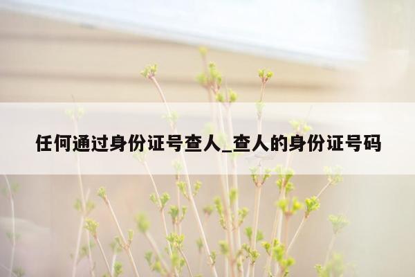 任何通过身份证号查人_查人的身份证号码