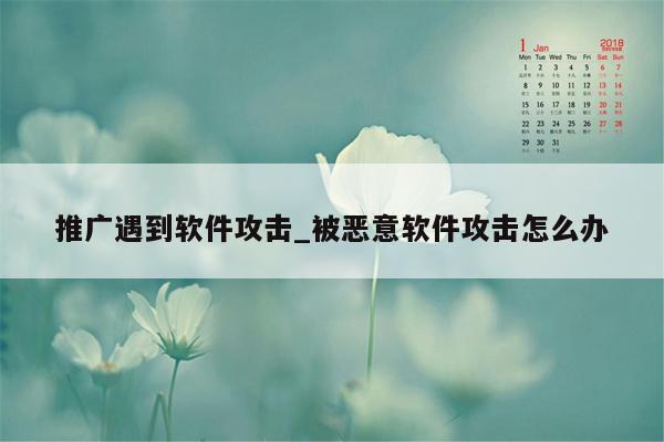 推广遇到软件攻击_被恶意软件攻击怎么办