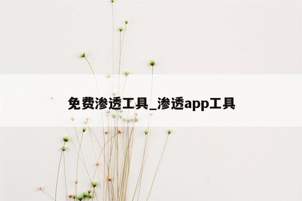 免费渗透工具_渗透app工具