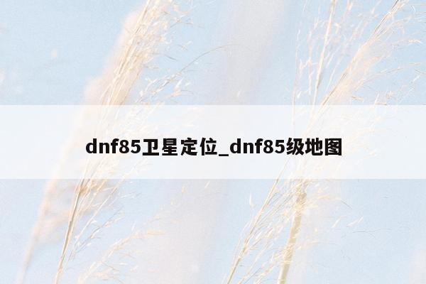 dnf85卫星定位_dnf85级地图