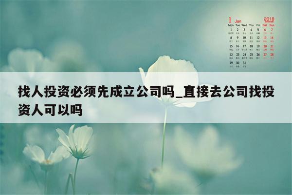 找人投资必须先成立公司吗_直接去公司找投资人可以吗