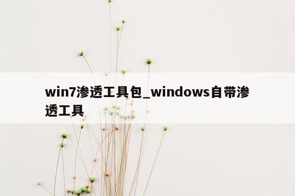 win7渗透工具包_windows自带渗透工具