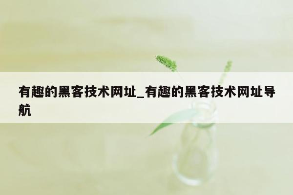 有趣的黑客技术网址_有趣的黑客技术网址导航