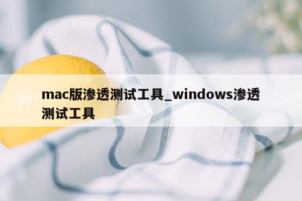 mac版渗透测试工具_windows渗透测试工具