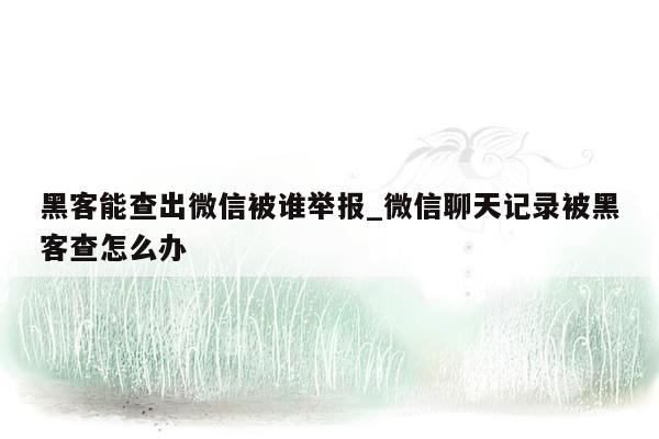 黑客能查出微信被谁举报_微信聊天记录被黑客查怎么办