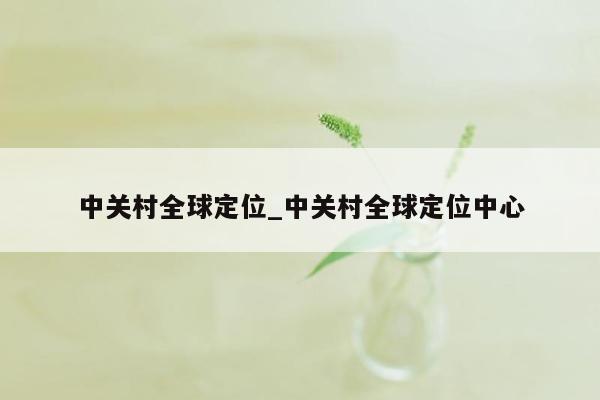 中关村全球定位_中关村全球定位中心