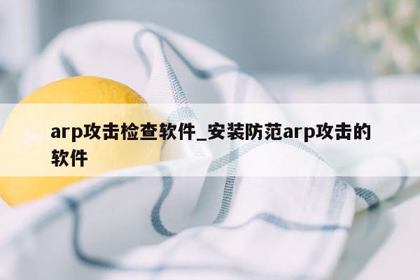 arp攻击检查软件_安装防范arp攻击的软件