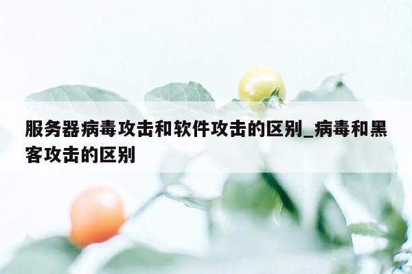 服务器病毒攻击和软件攻击的区别_病毒和黑客攻击的区别