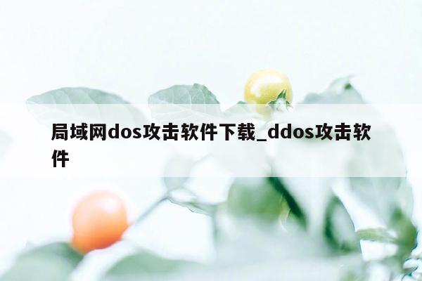 局域网dos攻击软件下载_ddos攻击软件