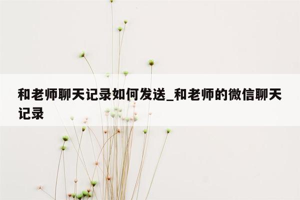 和老师聊天记录如何发送_和老师的微信聊天记录