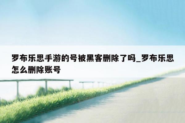 罗布乐思手游的号被黑客删除了吗_罗布乐思怎么删除账号