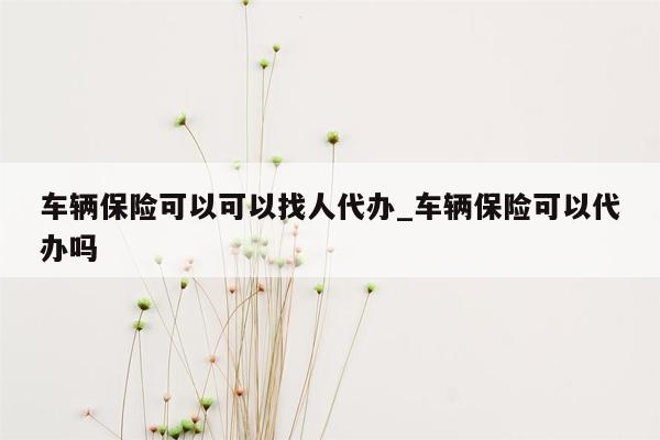 车辆保险可以可以找人代办_车辆保险可以代办吗