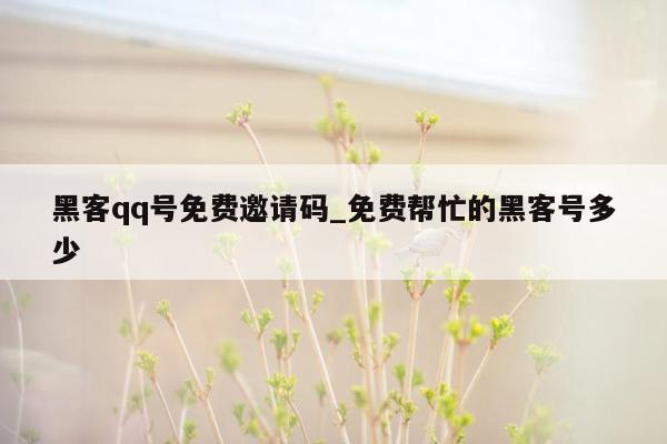 黑客qq号免费邀请码_免费帮忙的黑客号多少