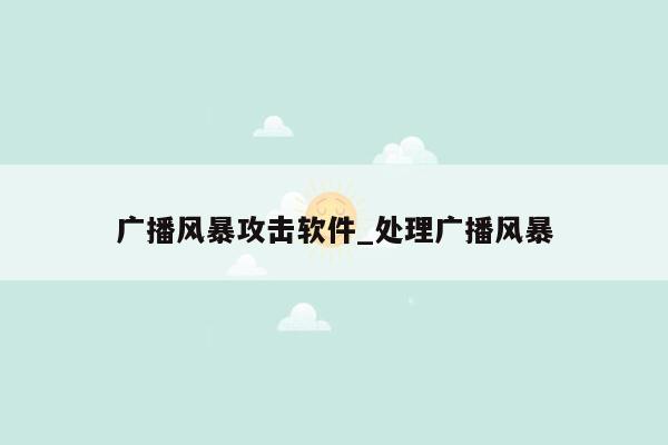 广播风暴攻击软件_处理广播风暴