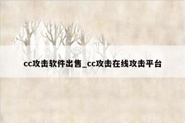 cc攻击软件出售_cc攻击在线攻击平台