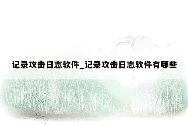 记录攻击日志软件_记录攻击日志软件有哪些