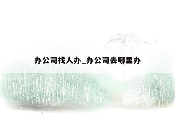 办公司找人办_办公司去哪里办