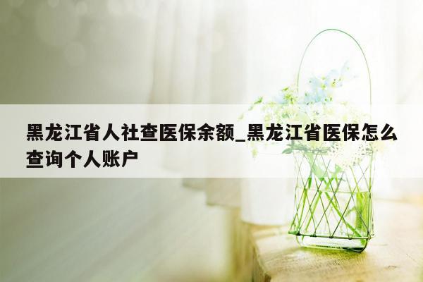 黑龙江省人社查医保余额_黑龙江省医保怎么查询个人账户