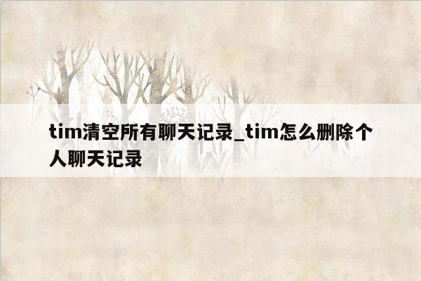 tim清空所有聊天记录_tim怎么删除个人聊天记录