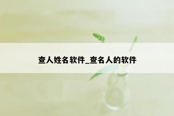 查人姓名软件_查名人的软件