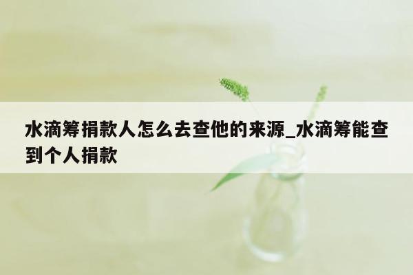 水滴筹捐款人怎么去查他的来源_水滴筹能查到个人捐款