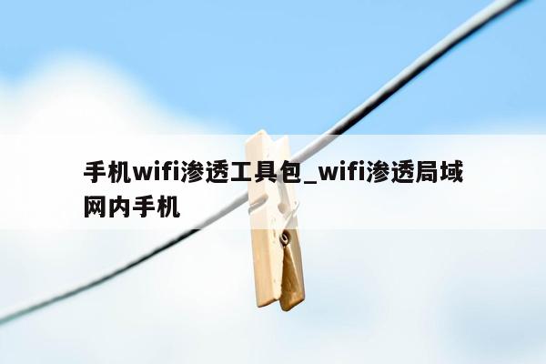 手机wifi渗透工具包_wifi渗透局域网内手机