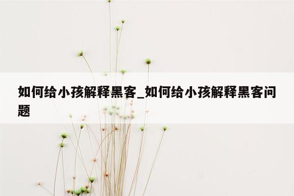 如何给小孩解释黑客_如何给小孩解释黑客问题