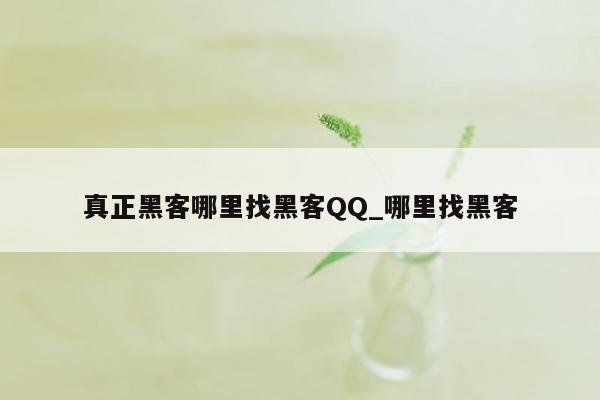 真正黑客哪里找黑客QQ_哪里找黑客