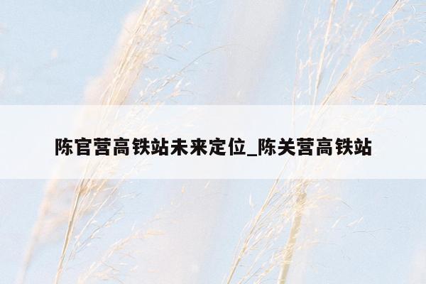 陈官营高铁站未来定位_陈关营高铁站