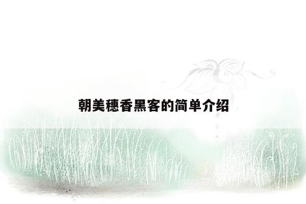 朝美穗香黑客的简单介绍
