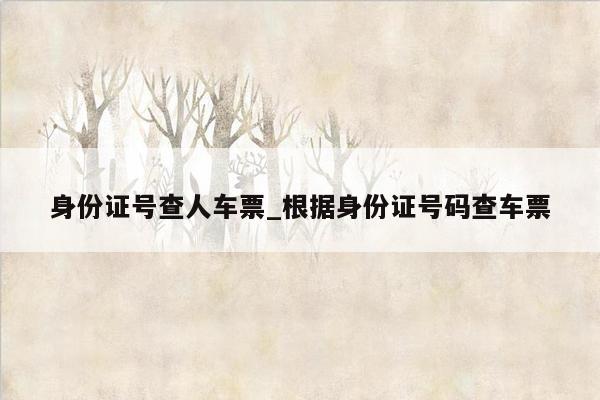 身份证号查人车票_根据身份证号码查车票