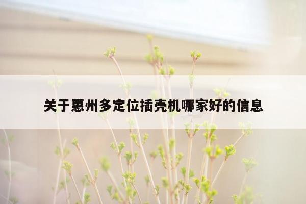 关于惠州多定位插壳机哪家好的信息