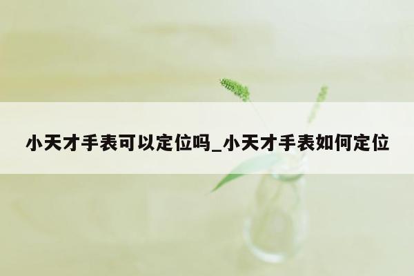 小天才手表可以定位吗_小天才手表如何定位