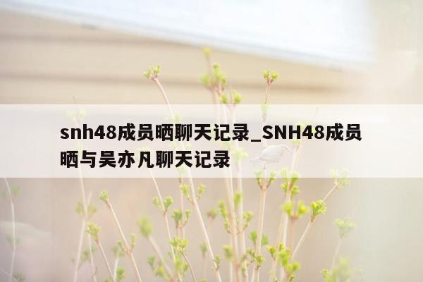 snh48成员晒聊天记录_SNH48成员晒与吴亦凡聊天记录