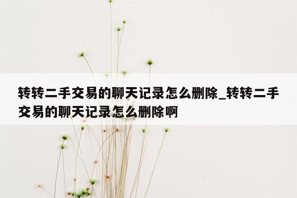 转转二手交易的聊天记录怎么删除_转转二手交易的聊天记录怎么删除啊