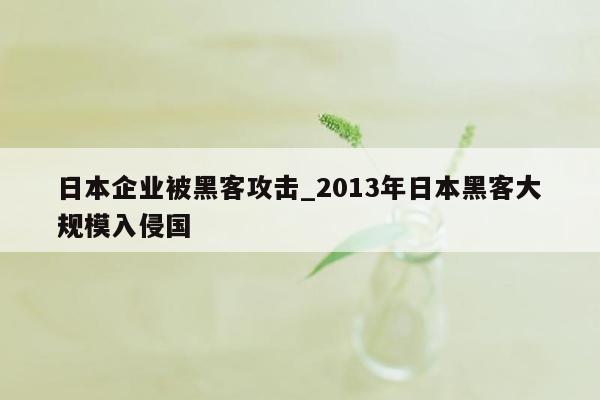 日本企业被黑客攻击_2013年日本黑客大规模入侵国