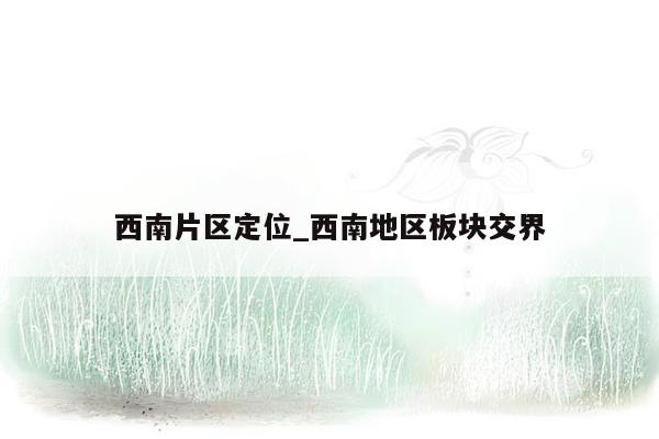西南片区定位_西南地区板块交界
