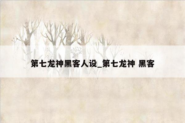 第七龙神黑客人设_第七龙神 黑客