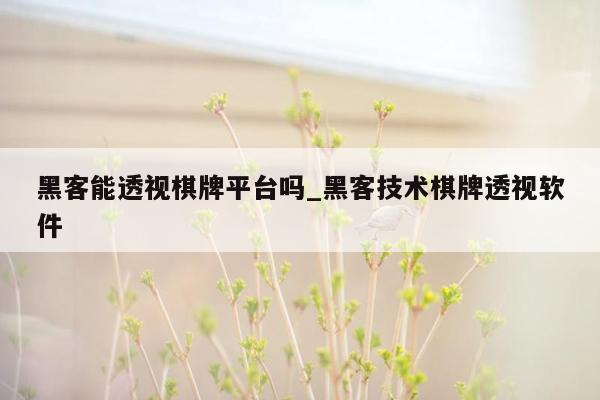 黑客能透视棋牌平台吗_黑客技术棋牌透视软件