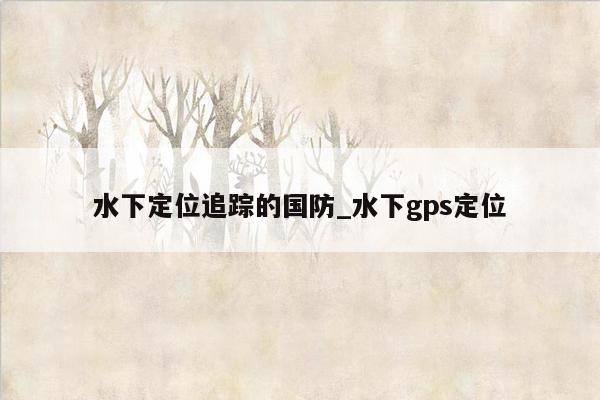 水下定位追踪的国防_水下gps定位