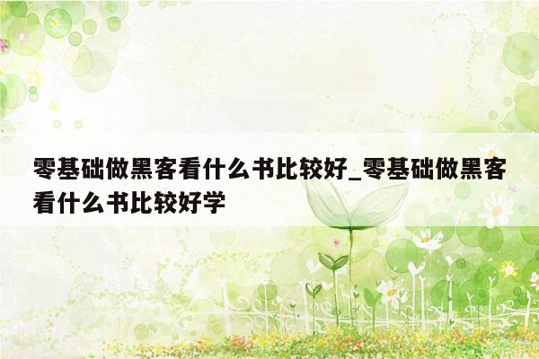 零基础做黑客看什么书比较好_零基础做黑客看什么书比较好学