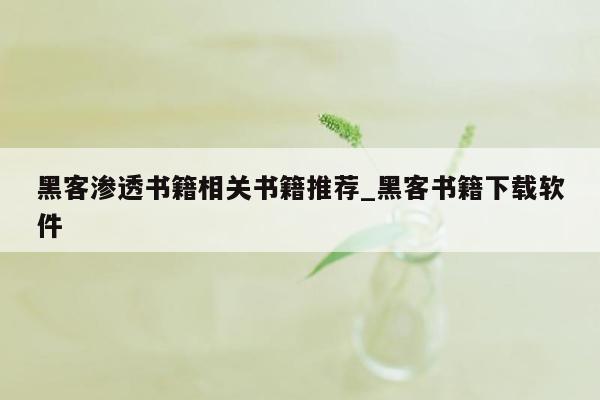 黑客渗透书籍相关书籍推荐_黑客书籍下载软件