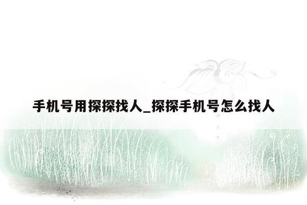 手机号用探探找人_探探手机号怎么找人