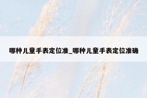 哪种儿童手表定位准_哪种儿童手表定位准确
