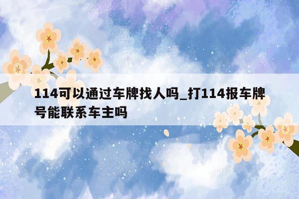 114可以通过车牌找人吗_打114报车牌号能联系车主吗