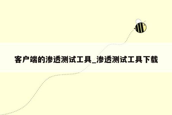 客户端的渗透测试工具_渗透测试工具下载
