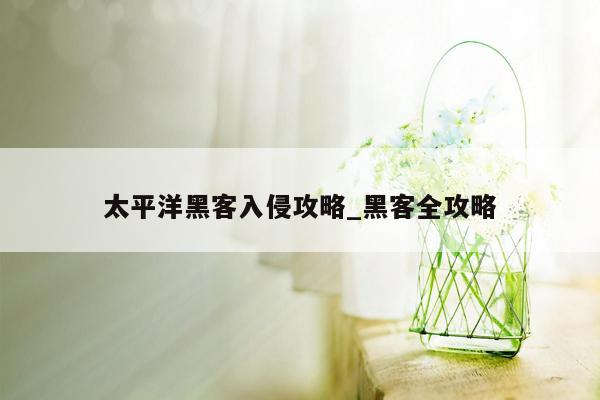 太平洋黑客入侵攻略_黑客全攻略