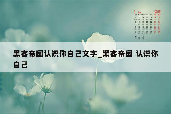 黑客帝国认识你自己文字_黑客帝国 认识你自己